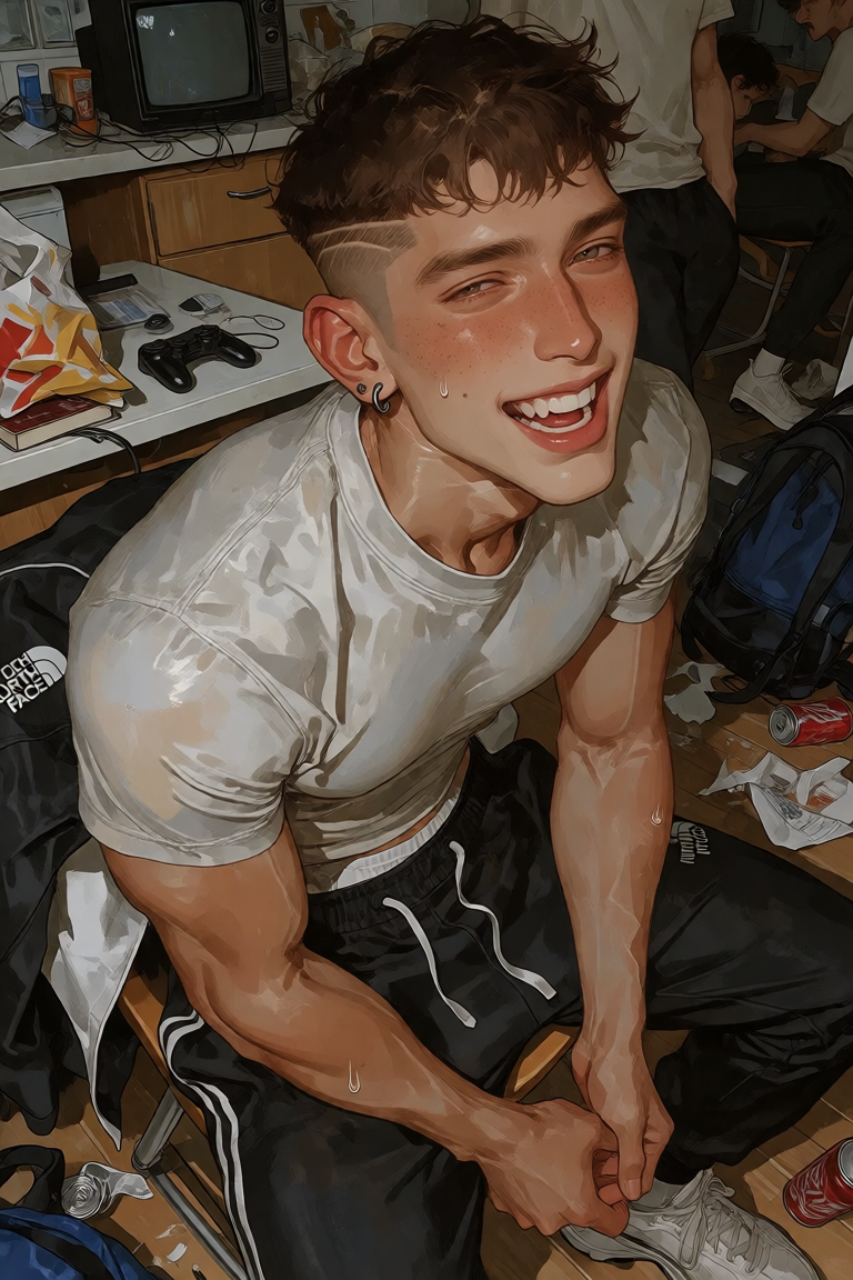 Roman laughing
